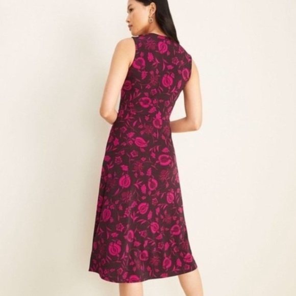 Ann Taylor dress Shadowed Violet Midi Sleeveless Floral Sz 6 NEW faux wrap - Picture 1 of 6